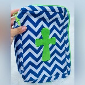 Chevron Blue and Lime Green Bible cover